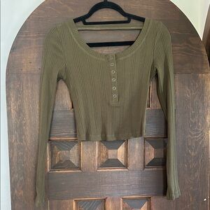 Daily Practice Ribbed Long Sleeve crop Top open back